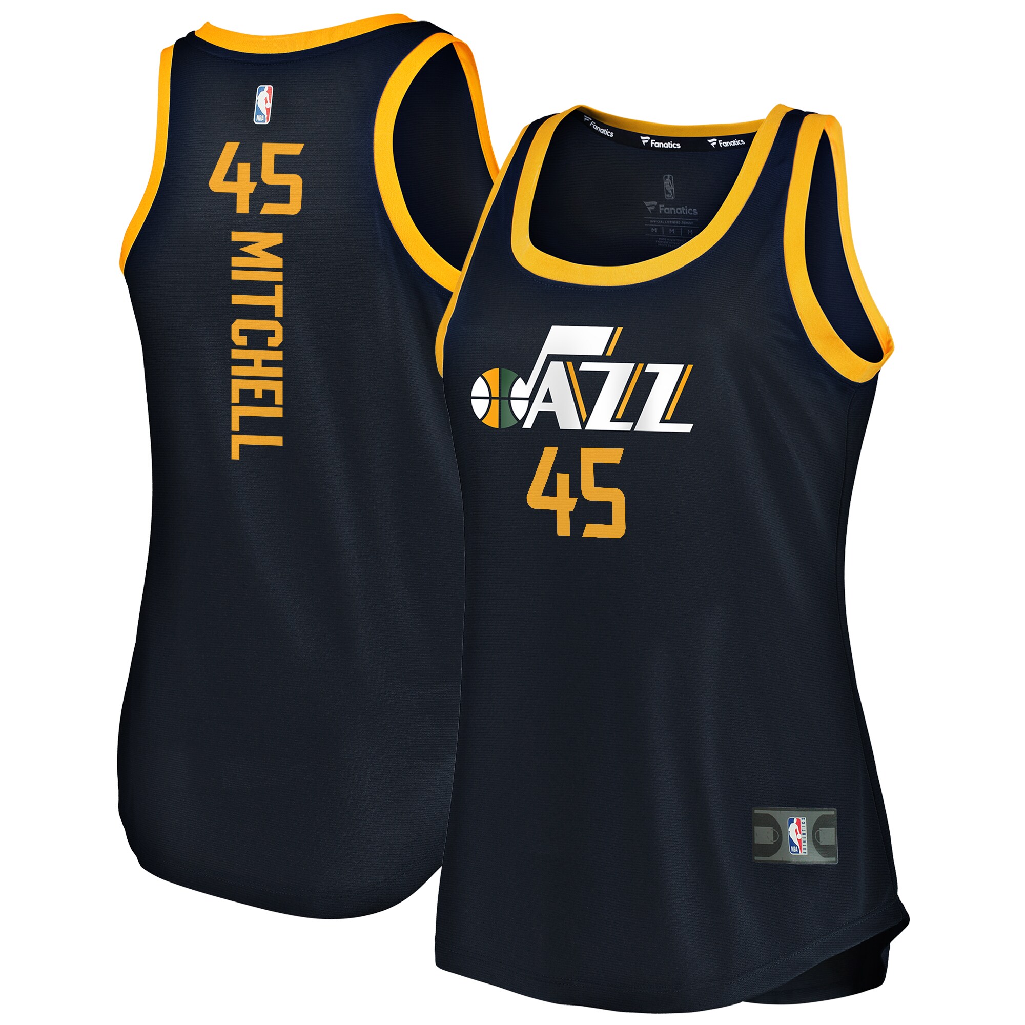 Women's Fanatics Donovan Mitchell Navy Utah Jazz Fast Break Team Tank Jersey - Icon Edition